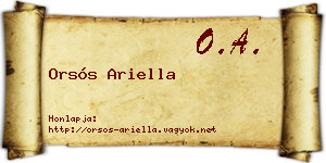 Orsós Ariella névjegykártya